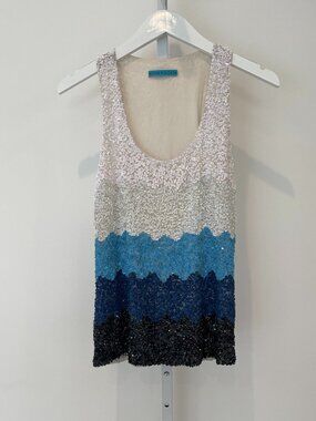 ALICE + OLIVIA COLOR BLOCK SEQUIN TANK TOP SIZE SMALL